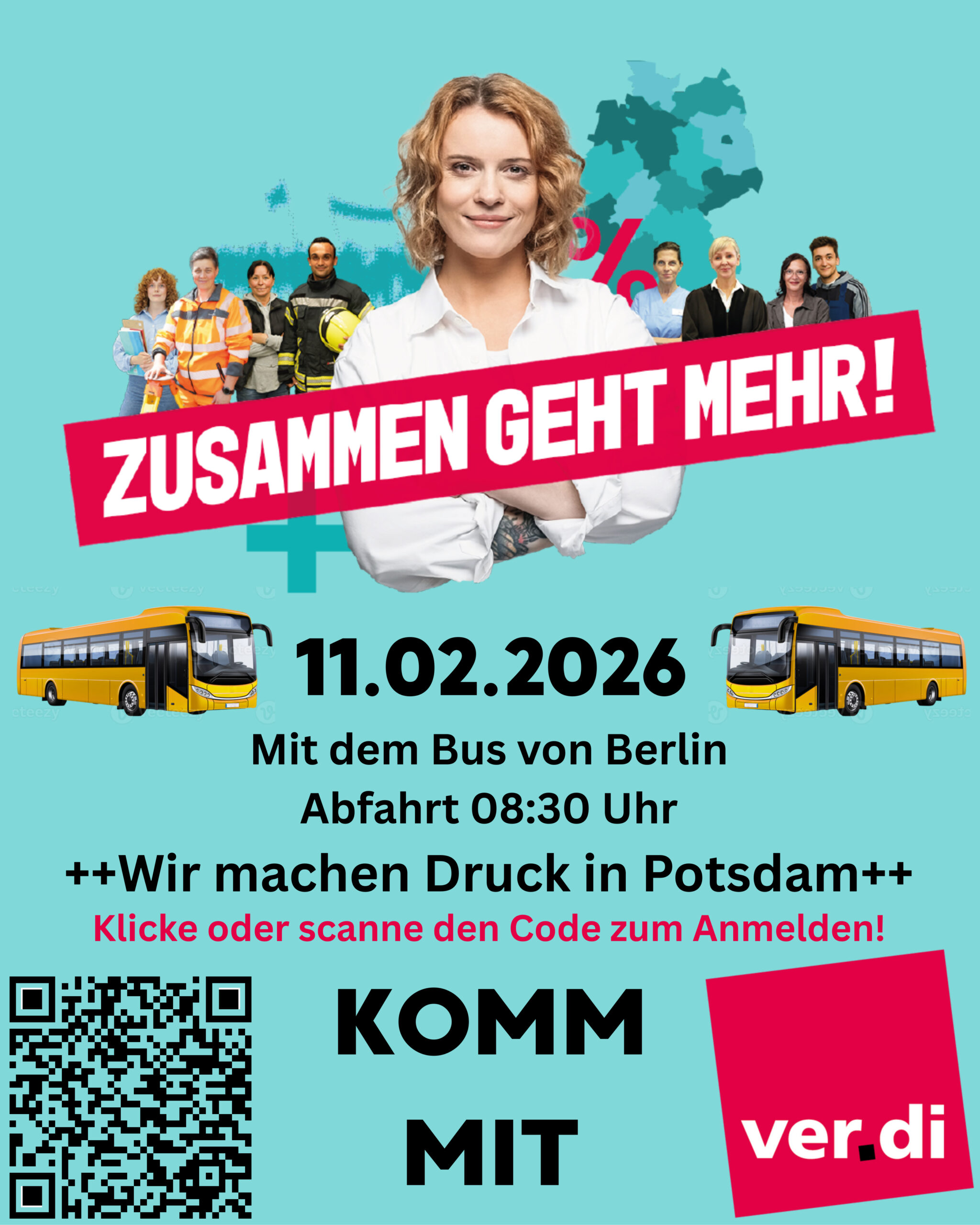 ver.di Bus Flyer Berlin Potsdam 11.02.26 
